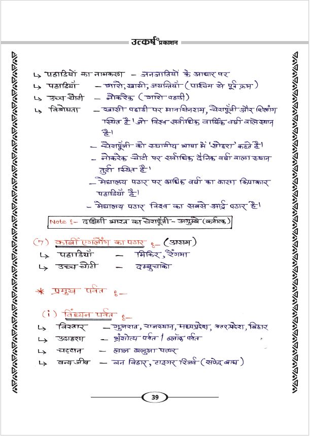 India Geography Handwritten Notes-2025 By Vinod Saharan