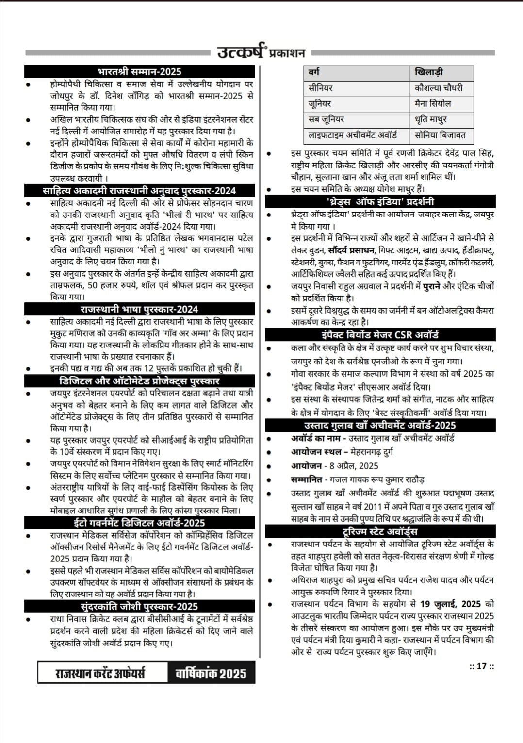 Rajasthan Current Affairs Yearly-2025 By Narendra Choudhary